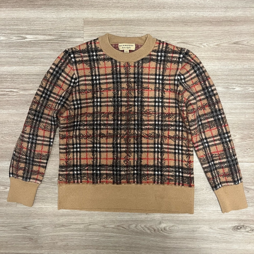 Burberry Vintage Nova Check Scribble Sweater Size L